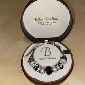 Bella Perlina Black and Pearl Charm Bracelet